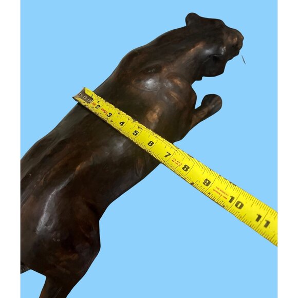 Vtg 21" Leather Wrapped Stalking Black Panther Jaguar Cat Statue Figure - Picture 4 of 9